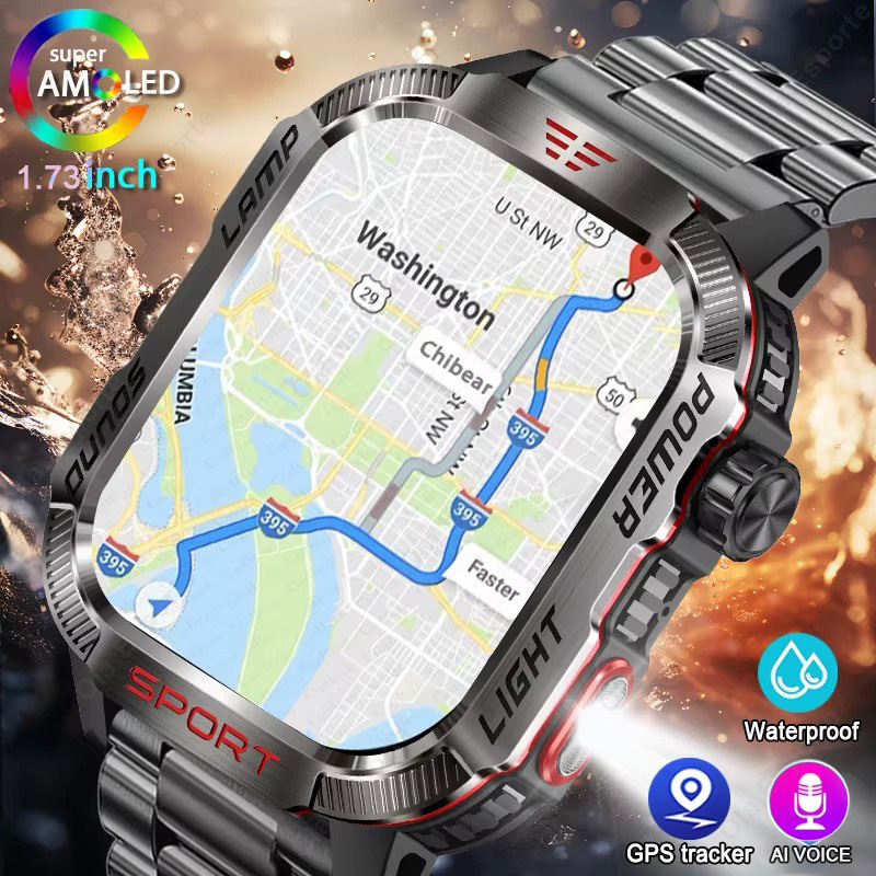 Phase Esports & Gaming Festival - Neue Militär-GPS-Smartwatch für Herren, Taschenlampe, IP68,